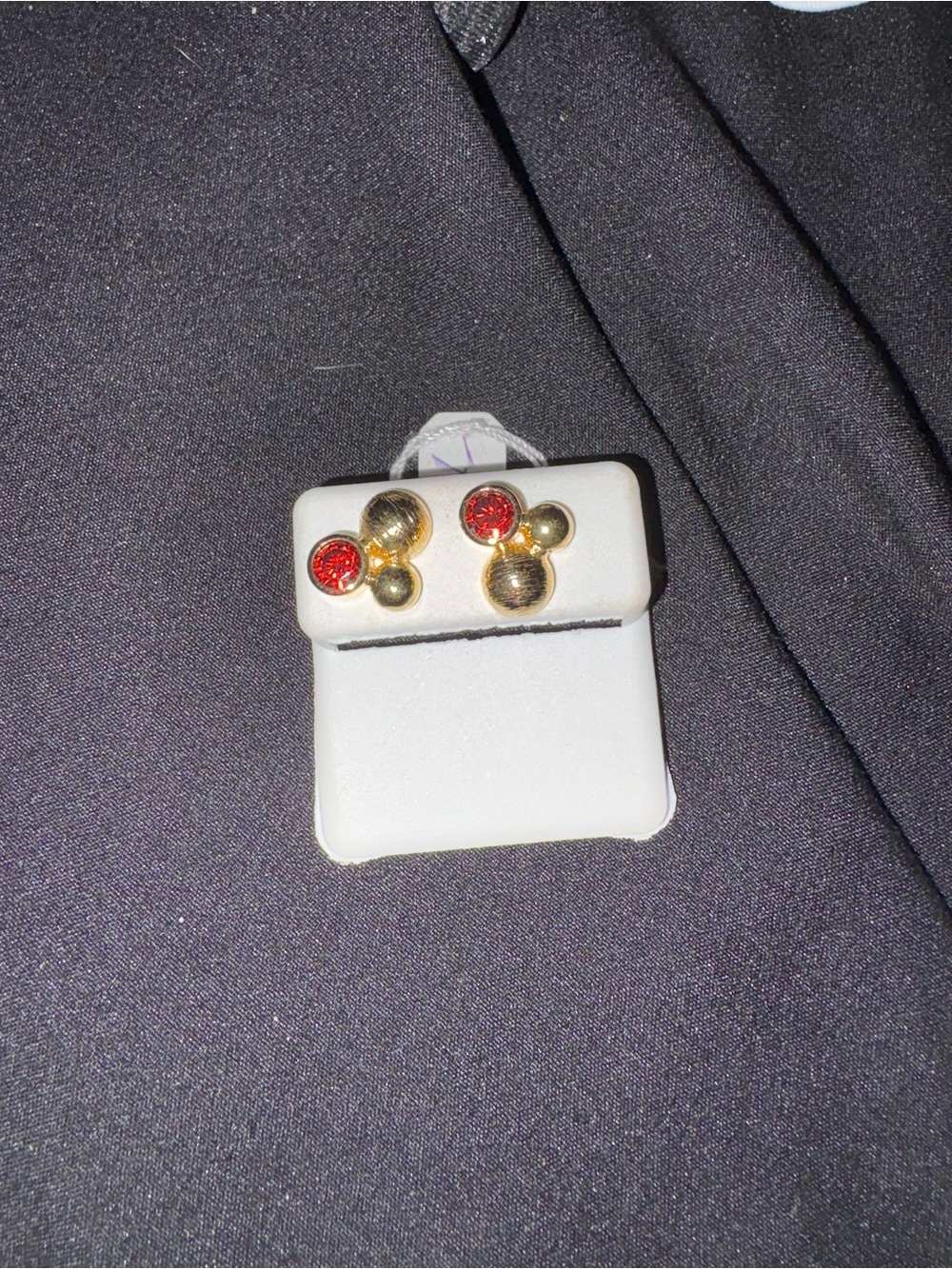 Gold Silhouette Stud Earrings with Red Crystals